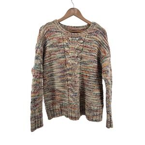 American Eagle Sweater Women Large Multicolor Chunky Cable Knit Wool Blend